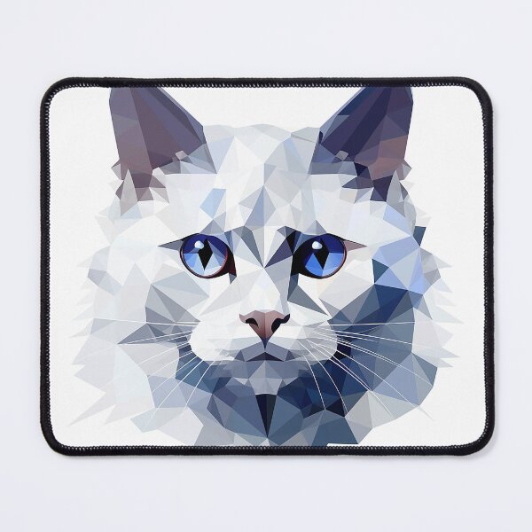 Item preview, Angora cat in faceted geometric style designed and sold by Skynotik.