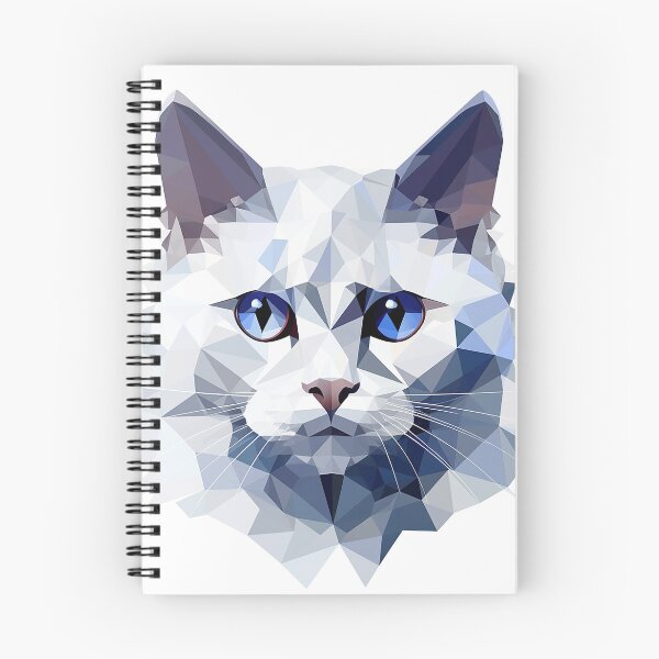 Item preview, Angora cat in faceted geometric style designed and sold by Skynotik.