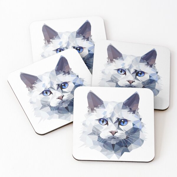 Item preview, Angora cat in faceted geometric style designed and sold by Skynotik.