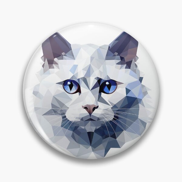 Item preview, Angora cat in faceted geometric style designed and sold by Skynotik.