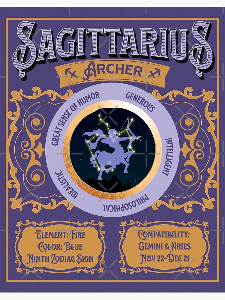 Sagittarius Zodiac Astrology Art Print Fire Star Sign 