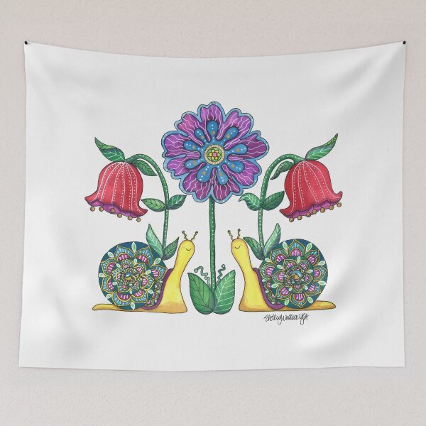 Item preview, Snails Strolling Through the Flowers designed and sold by ShelleyYlstArt.