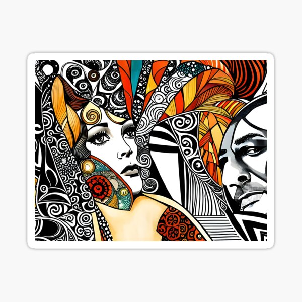Colorful Collage Masks Sticker
