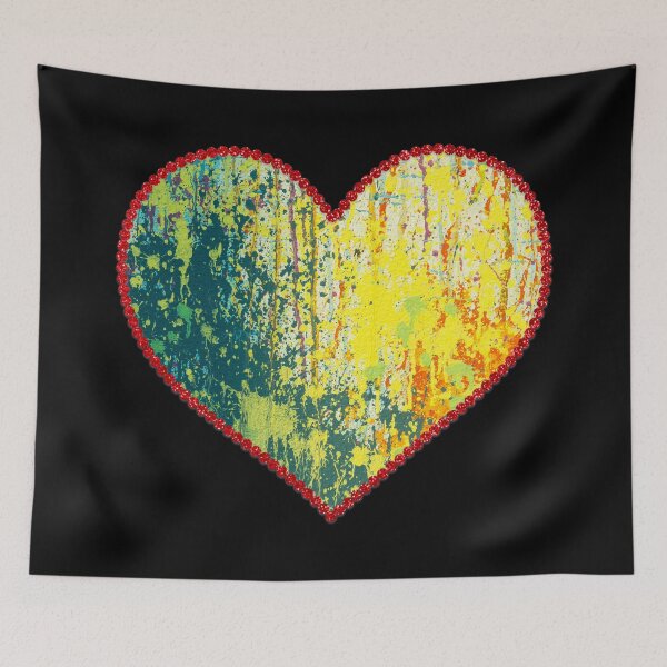 Item preview, Abstract Yellow Green Painting of Heart Shape designed and sold by LilyBell6.
