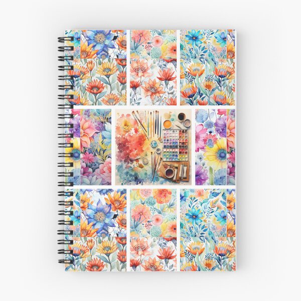 Item preview, Watercolor Blossoms and Painting Tools Collage designed and sold by MyMerryMary.