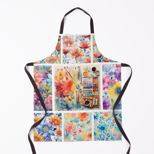 Item preview, Watercolor Blossoms and Painting Tools Collage designed and sold by MyMerryMary.