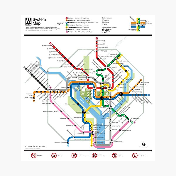 DC Metro Fantasy Map Photographic Print