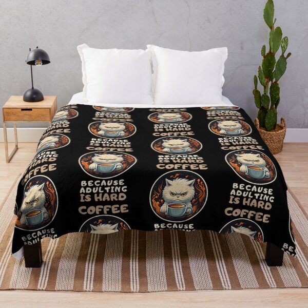 Item preview, Coffee Because Adulting Is Hard Angry Cat designed and sold by ArtFromBeyond.