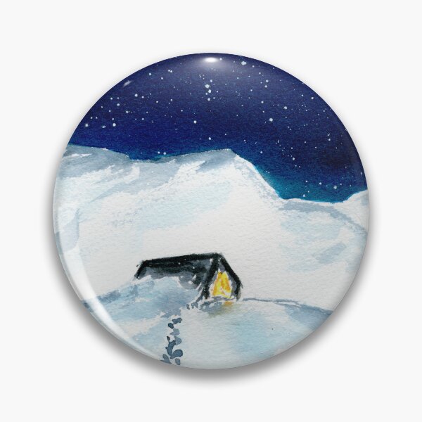 Item preview, Winter cabin, snowy landscape watercolor painting designed and sold by AnissaF.