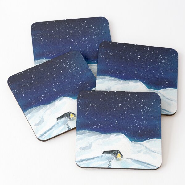 Item preview, Winter cabin, snowy landscape watercolor painting designed and sold by AnissaF.