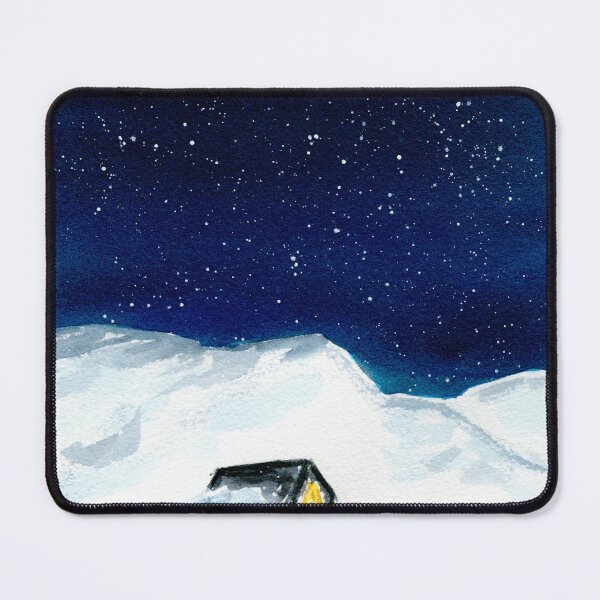 Item preview, Winter cabin, snowy landscape watercolor painting designed and sold by AnissaF.