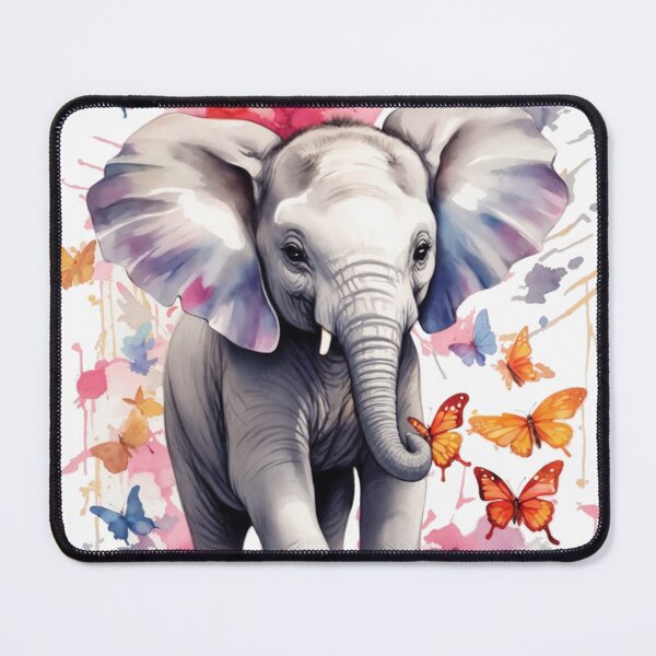 Item preview, Playful Baby Elephant and Fluttering Butterflies designed and sold by Electric-Easel.