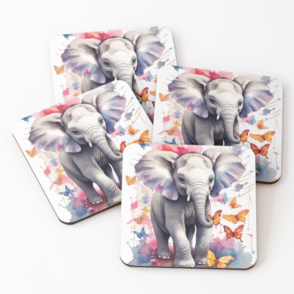 Item preview, Playful Baby Elephant and Fluttering Butterflies designed and sold by Electric-Easel.