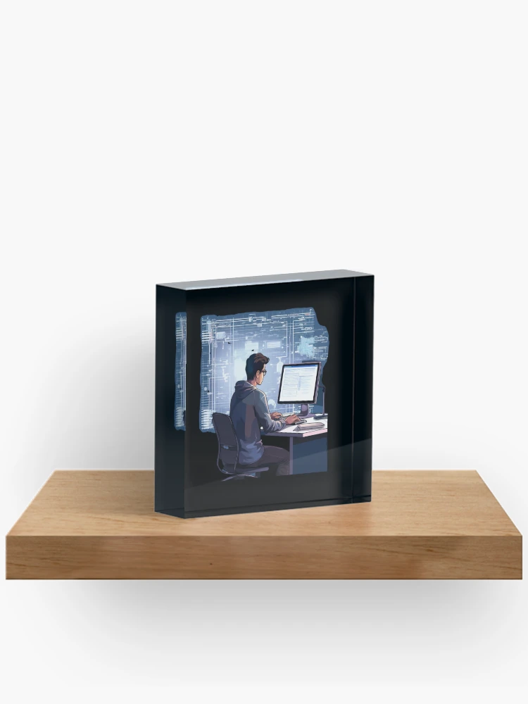 Thumbnail 2 of 5, Acrylic Block, Programmer coder - developer programming coding designed and sold by Mateusz Majcherek.