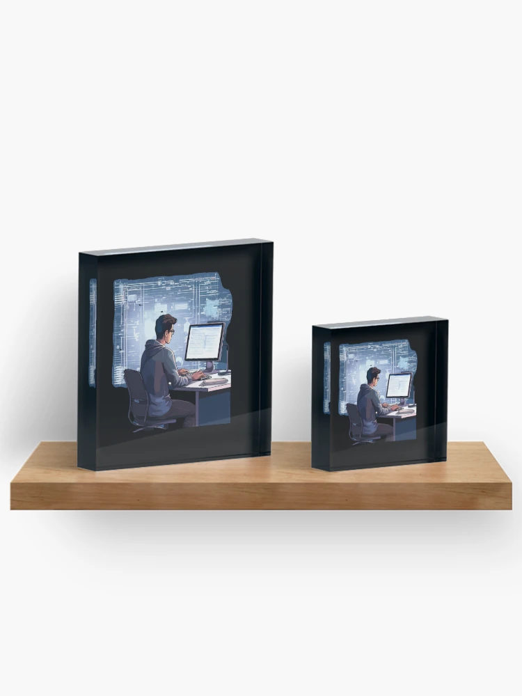 Thumbnail 3 of 5, Acrylic Block, Programmer coder - developer programming coding designed and sold by Mateusz Majcherek.