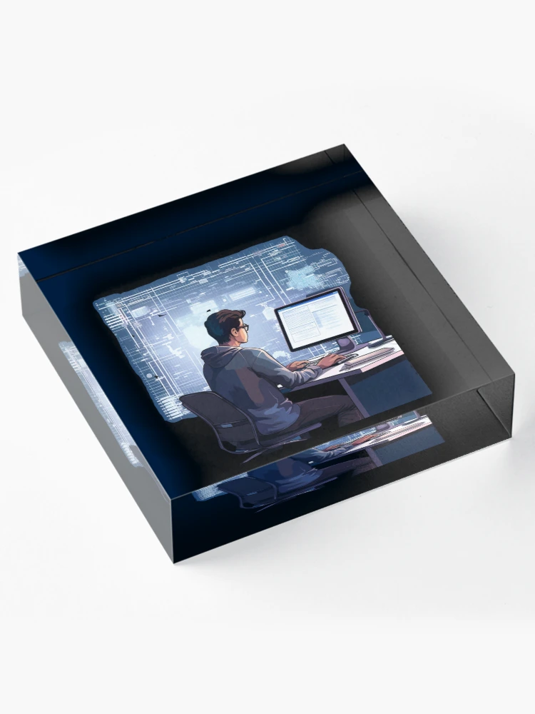 Thumbnail 4 of 5, Acrylic Block, Programmer coder - developer programming coding designed and sold by Mateusz Majcherek.