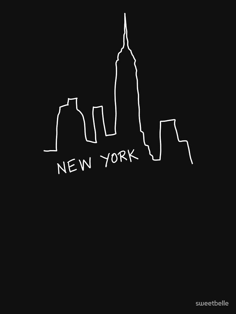 New York City Skyline and Text Black and White Illustration T-Shirt