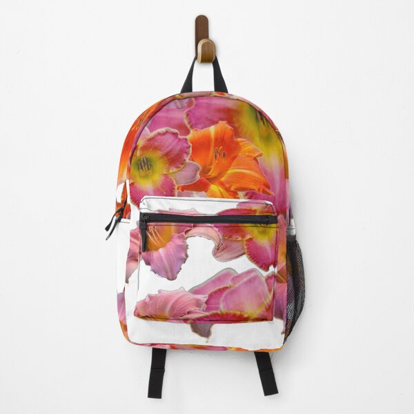 Item preview, MIXED ORANGE-PINK DAY LILY FLOWER GARDEN WHITE ART designed and sold by sharlesart.