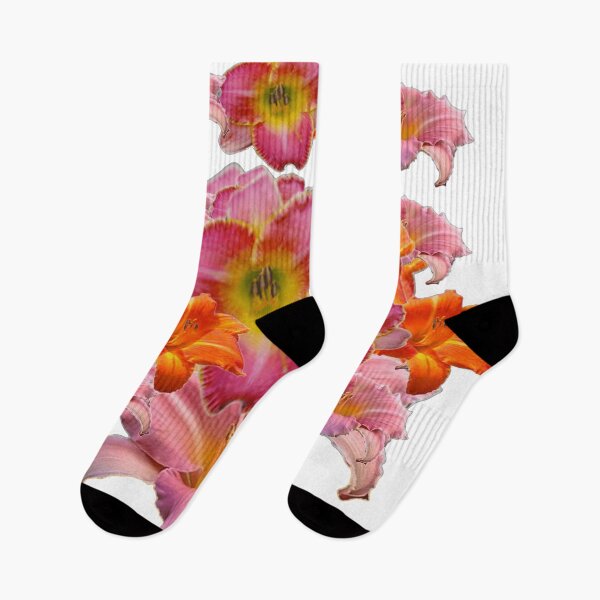 Item preview, MIXED ORANGE-PINK DAY LILY FLOWER GARDEN WHITE ART designed and sold by sharlesart.