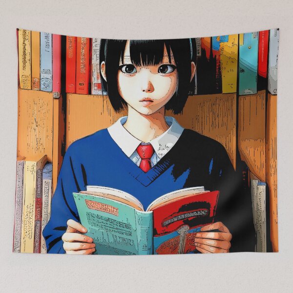 Item preview, Book Aesthetic - Cute girl looking at you while reading - Pop Art designed and sold by SpartanDStore.