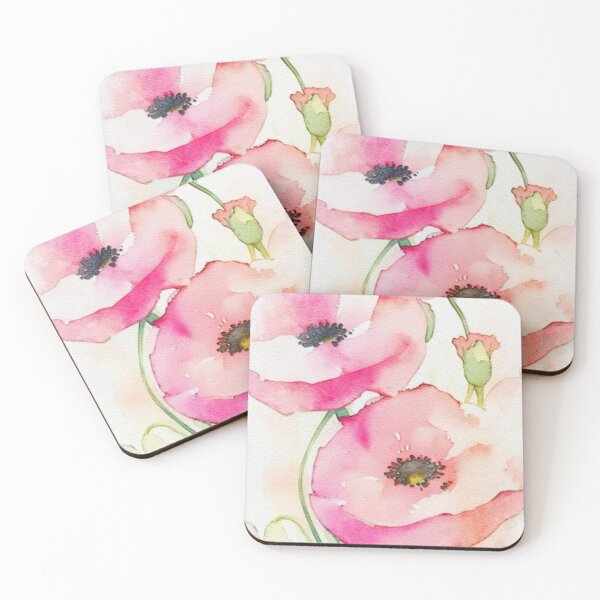Item preview, pink poppy in watercolor designed and sold by camchic.