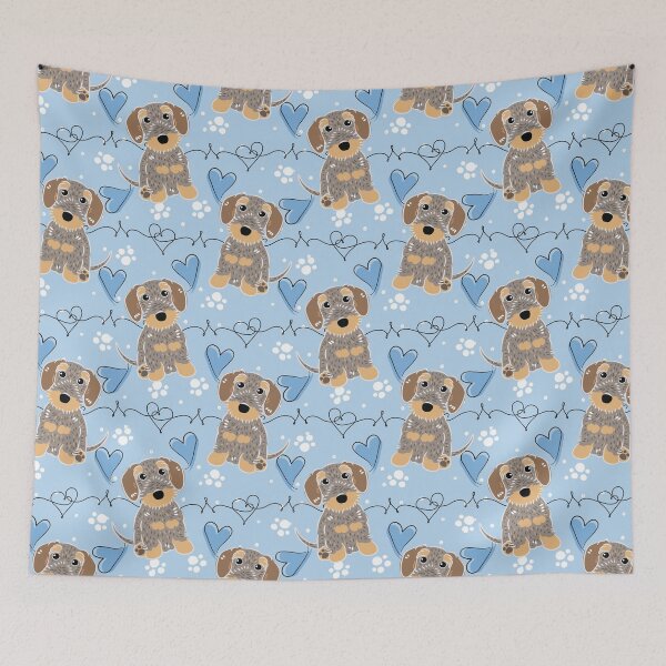 Item preview, LOVE Wild boar Wire Haired Dachshund Sausage Dog designed and sold by Lulupainting.