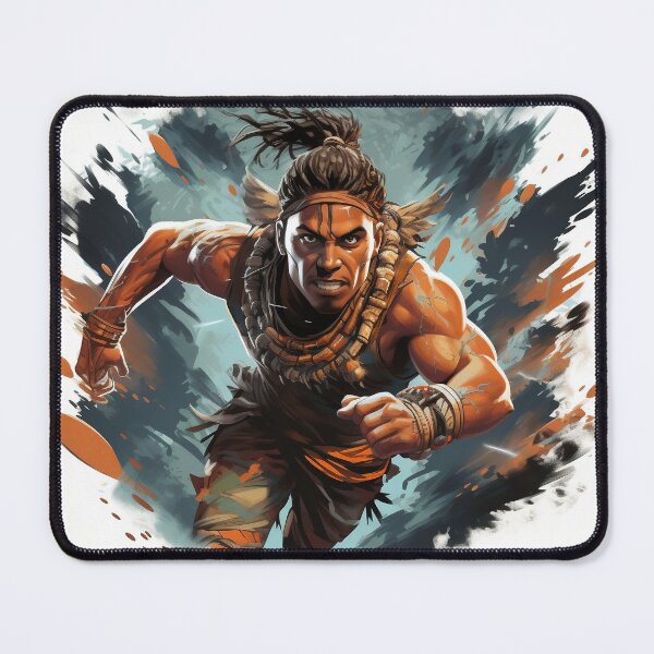 Item preview, Going Through You, Native black taino warrior man running toward battle designed and sold by jeanfmarc.
