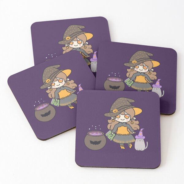 Item preview, Cute little witch and cat  designed and sold by flyingfoxarts.