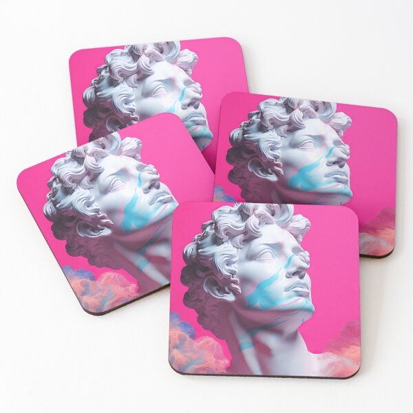 Item preview, Neon Nostalgia: Ancient Bust in Vaporwave Realm designed and sold by Mullet Monkey.