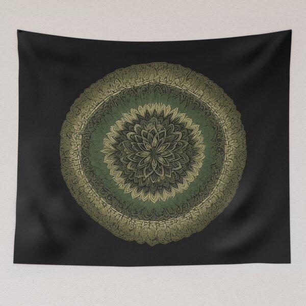 Artikelvorschau, Grünes goldenes Blumenmandala entworfen und verkauft von reggaeartgifts.