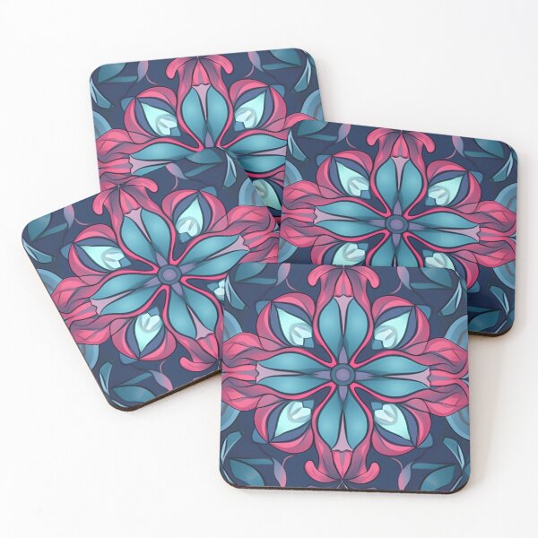 Item preview, Vibrant Pink and Blue Neon Flowers and Leaves Pattern designed and sold by Lamarcy.