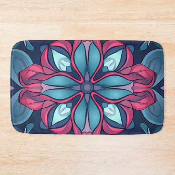 Item preview, Vibrant Pink and Blue Neon Flowers and Leaves Pattern designed and sold by Lamarcy.
