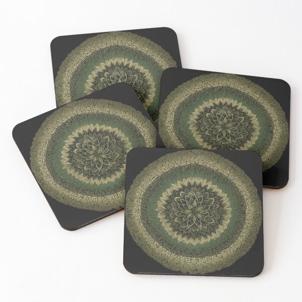 Artikelvorschau, Grünes goldenes Blumenmandala entworfen und verkauft von reggaeartgifts.