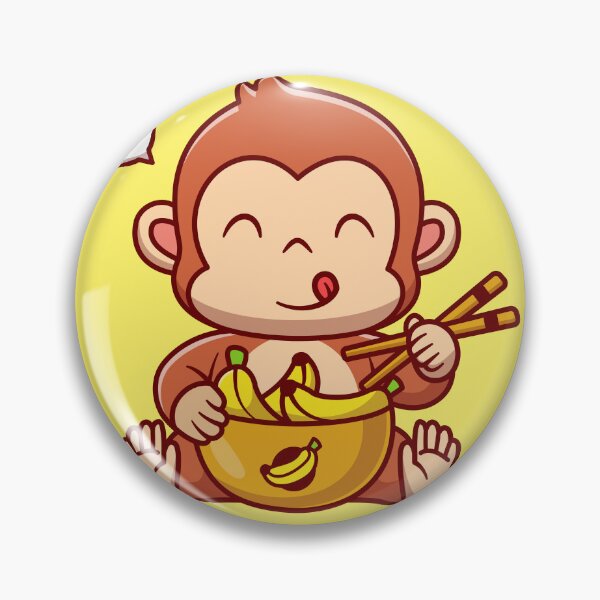 Item preview, Cute Monkey Eating Banana with Chopsticks Cartoon Vector designed and sold by hjian8219.