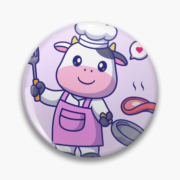 Item preview, Cute Cow Chef Cooking Steak Meat Cartoon Vector Icon designed and sold by hjian8219.