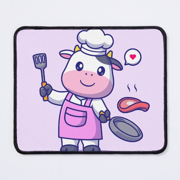 Item preview, Cute Cow Chef Cooking Steak Meat Cartoon Vector Icon designed and sold by hjian8219.