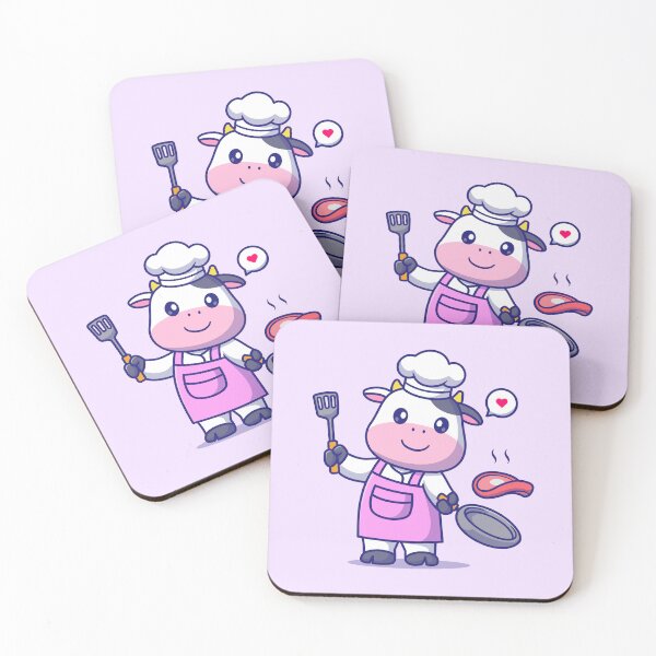 Item preview, Cute Cow Chef Cooking Steak Meat Cartoon Vector Icon designed and sold by hjian8219.
