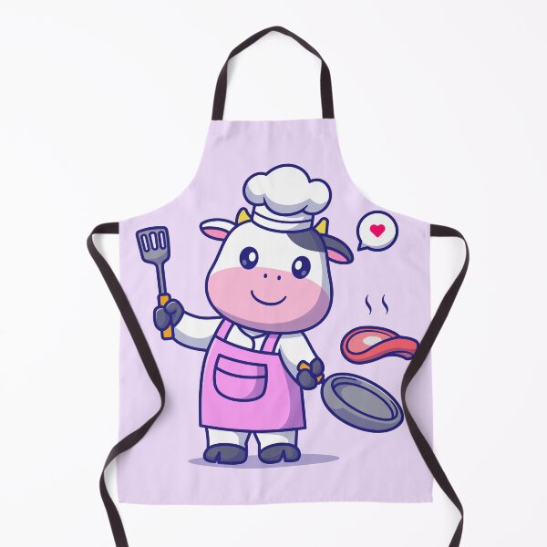 Item preview, Cute Cow Chef Cooking Steak Meat Cartoon Vector Icon designed and sold by hjian8219.