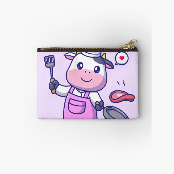 Item preview, Cute Cow Chef Cooking Steak Meat Cartoon Vector Icon designed and sold by hjian8219.