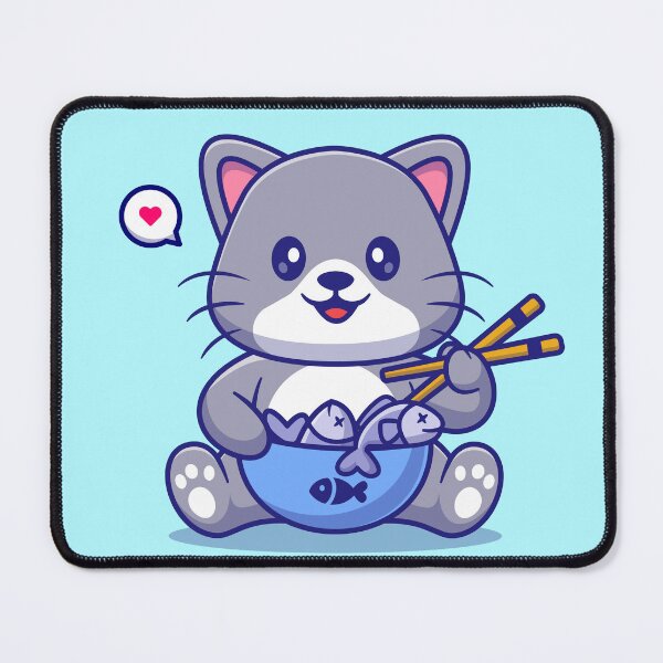 Item preview, Cute Cat Eating Fish with Chopsticks Cartoon Vector Icon designed and sold by hjian8219.