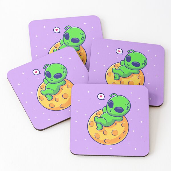 Item preview,  Cute Alien Sleeping on the Moon Cartoon Vector Icon designed and sold by hjian8219.