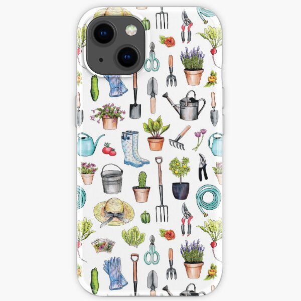 Garden Gear - Spring Gardening Pattern w/ Garden Tools & Supplies iPhone Soft Case