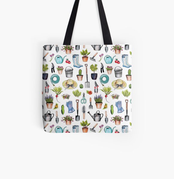Garden Gear - Spring Gardening Pattern w/ Garden Tools & Supplies All Over Print Tote Bag