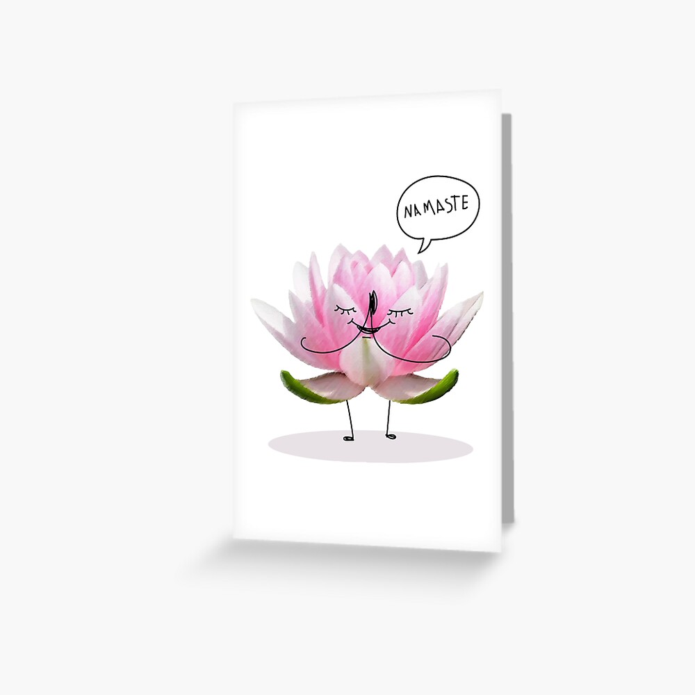 namaste cartoon lotus flower greeting card by pablomendoza redbubble redbubble