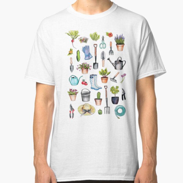Garden Gear - Spring Gardening Pattern w/ Garden Tools & Supplies Classic T-Shirt
