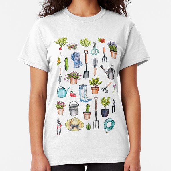 Garden Gear - Spring Gardening Pattern w/ Garden Tools & Supplies Classic T-Shirt