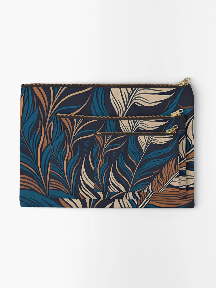 Thumbnail 2 of 4, Zipper Pouch, Abstract Feather designed and sold by InfinityPattern.