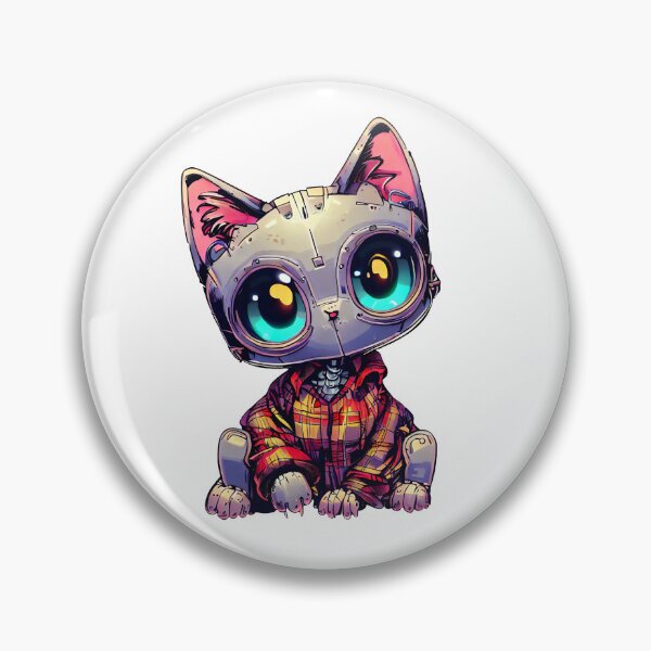 Item preview, Robo-Cat Wearing Plaid! designed and sold by kukamatsu.