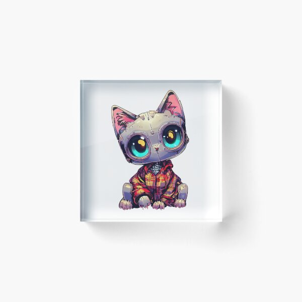 Item preview, Robo-Cat Wearing Plaid! designed and sold by kukamatsu.
