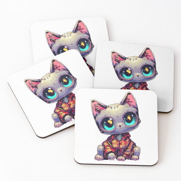 Item preview, Robo-Cat Wearing Plaid! designed and sold by kukamatsu.